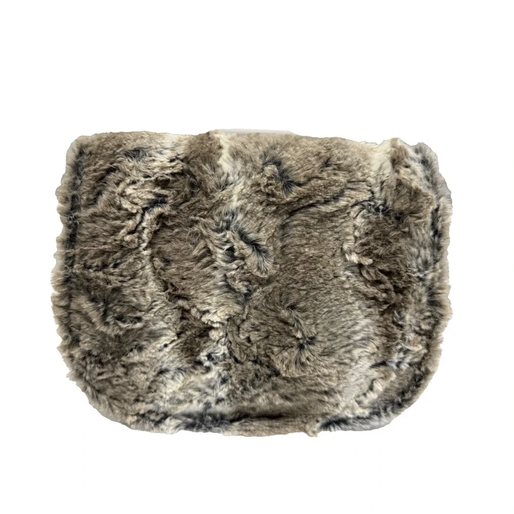 NWT Patricia Nash Salerno Saddle Bag Faux Fur Taupe (Black Leather) P034403